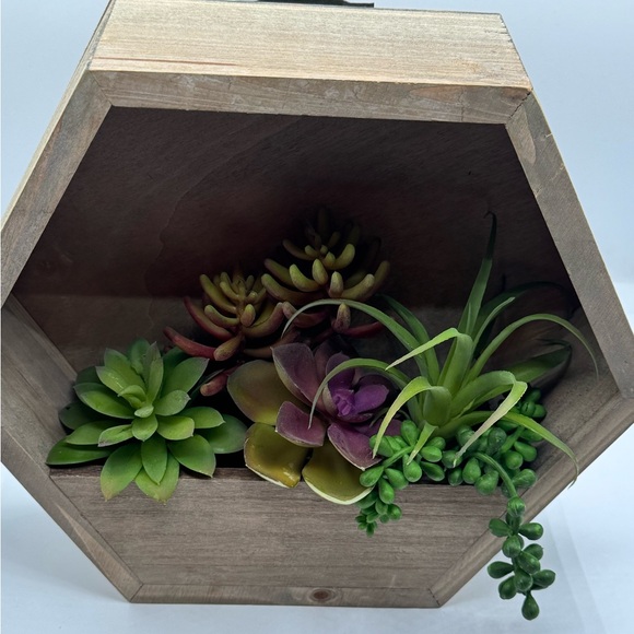 Succulent Artificial Arrangement Wood Wall Plantar Set - Picture 9 of 15